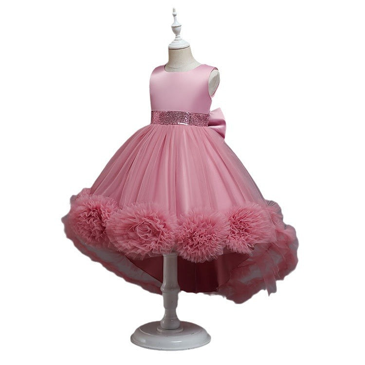 in stockkids dress ball flower tail wedding dress princess dress piano performance dress female baby dress