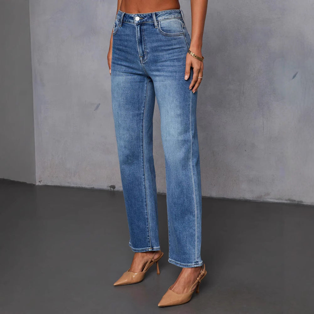 Xintang denim capital stretch jeans women's new arrivalexportelegantwork clothingstraight-leg pants washed monkey jeans