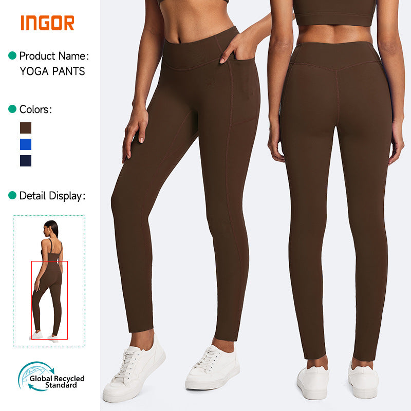 Eco-friendly fabric seamless yoga pants for women - high-waisted, butt-lifting, stretchy, running, tight-fitting, 7/8 length activewear for sports and fitness