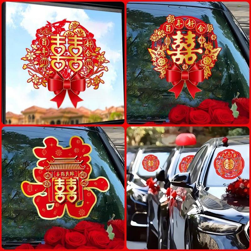 Double-sided bronzing wedding glass door window grilles electrostatic sticker arrangement decorative wedding car window glass window no glue sticker