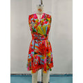 Aliexpress cross-border original design: women's fashionable sleeveless backless printed dress