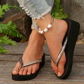 2025 summer new arrival: korean style fashion wedge heel flip-flops - plus size women's beach sandals, ready to ship (african export)