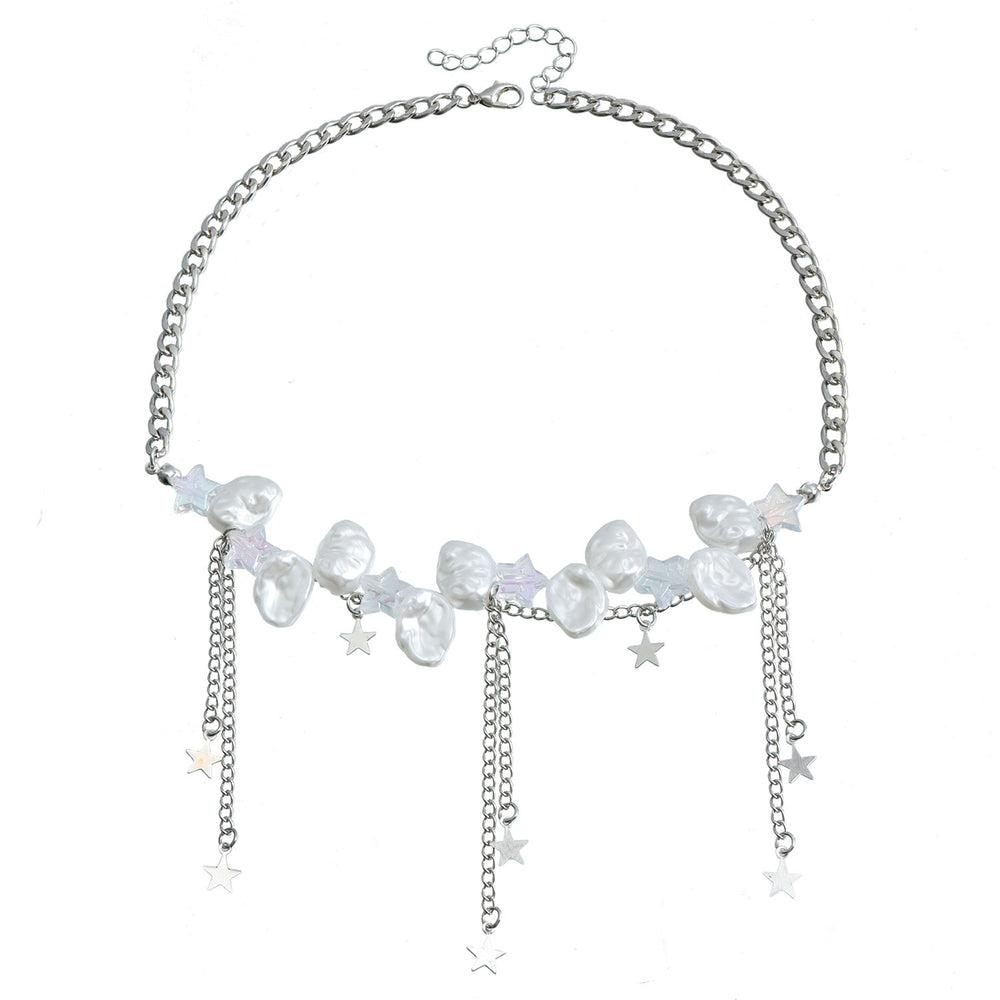 Pearl necklace wholesale fashion cross-border light luxury sense of design tassel necklace women's star multi-layer classy sense sweater chain
