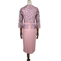 African women's mid-length dress -  &  - round neck printed office lady (ol) commute solid color two-piece dress set