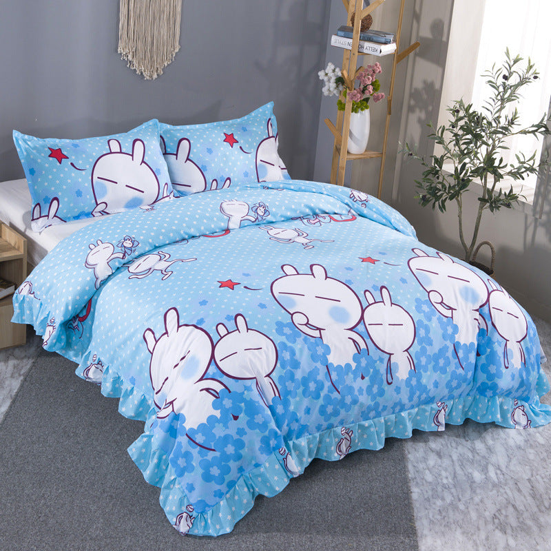 Korean style lace duvet cover, king size 220*240cm, princess duvet cover, student dorm single duvet cover, cartoon wedding bedding