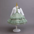 Ready-to-ship wholesale children's three-piece dress set, kids' formal gown, tulle princess dress, girls' dress, baby dress