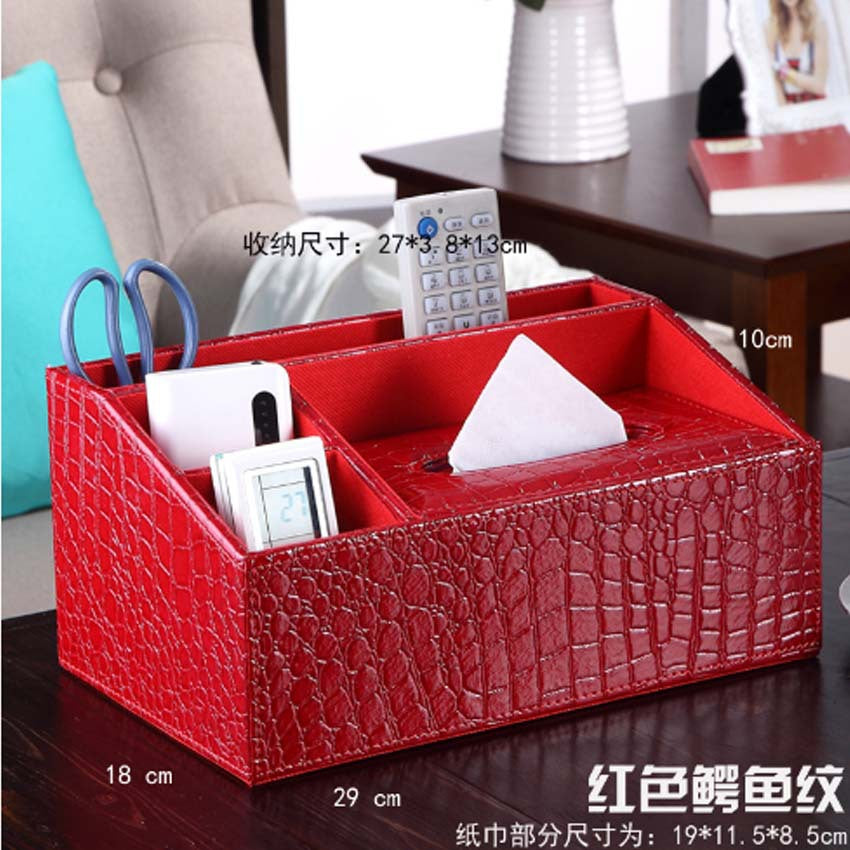 Leather napkin pumping carton, multi-functional tissue box, living room desktop bedroom remote control storage box, European home