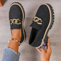 export plus size women's autumn new metal chain chunky sole fashionable versatile casual loafers wholesale