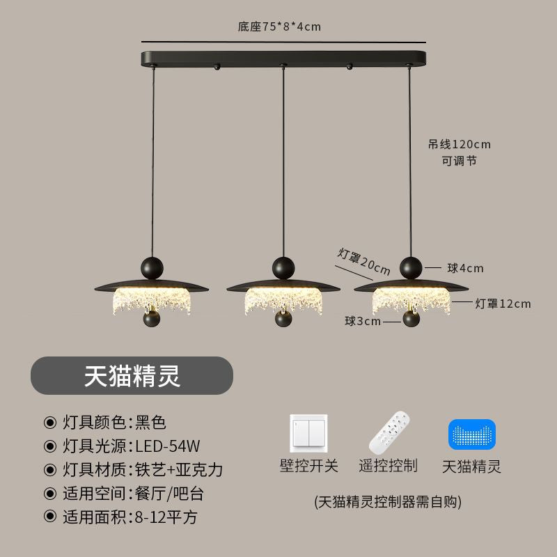 Medieval style restaurant chandelier three-head american retro water drop classy tea room bar table long strip lamp