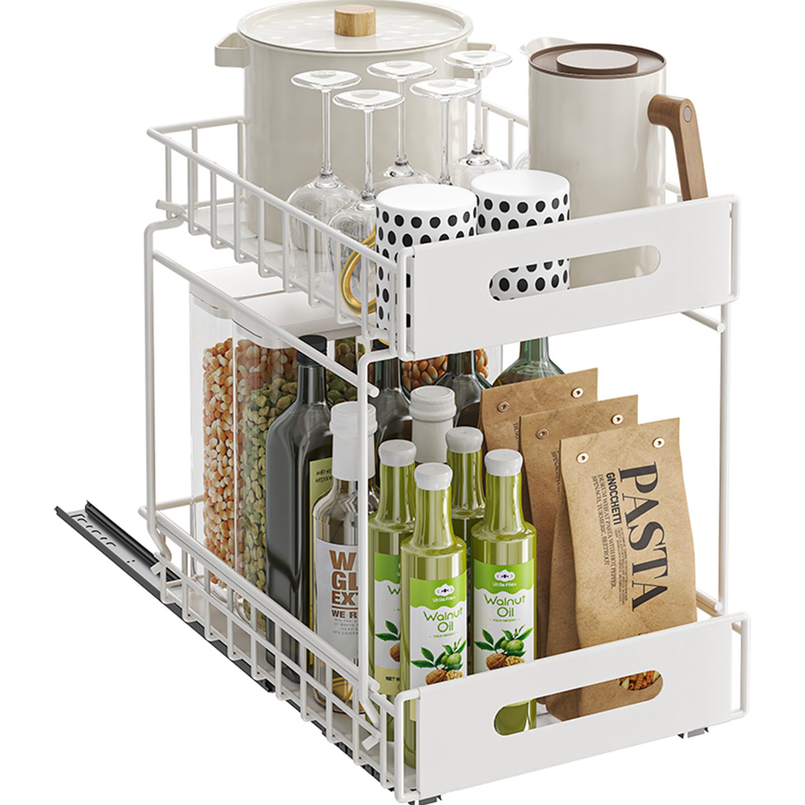 Kitchen Shelf Cabinet Pull Basket Layered Rack Seasoning Storage Box Under Sink Storage Super Deep Pull-out Shelf