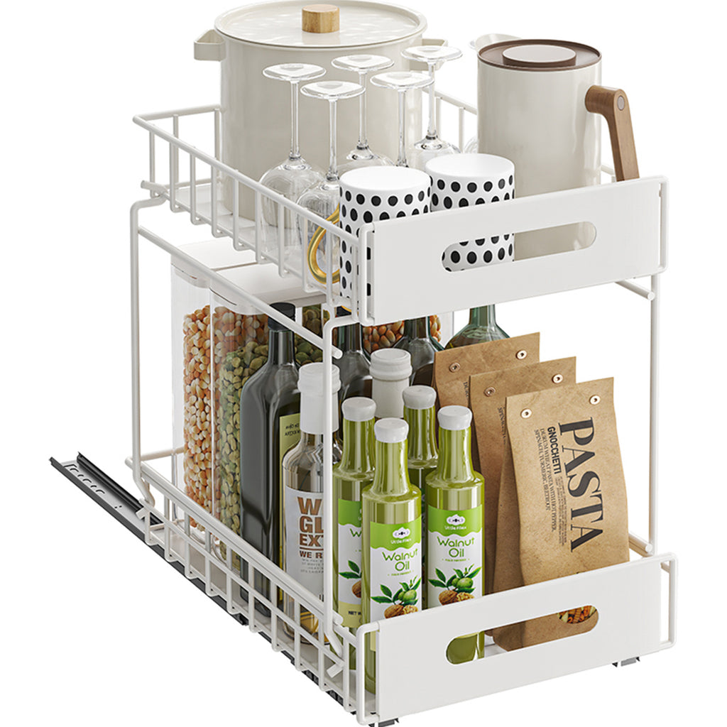 Kitchen Shelf Cabinet Pull Basket Layered Rack Seasoning Storage Box Under Sink Storage Super Deep Pull-out Shelf