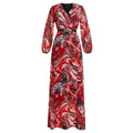 Aliexpress  fashion africa cross-border supply plus size women's clothing printingv neck light mature a large swing chiffon dress