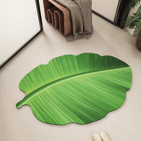 Bathroom floor mat absorbent toilet floor mat toilet door mat quick drying non-slip diatom mud bathroom carpet leaves