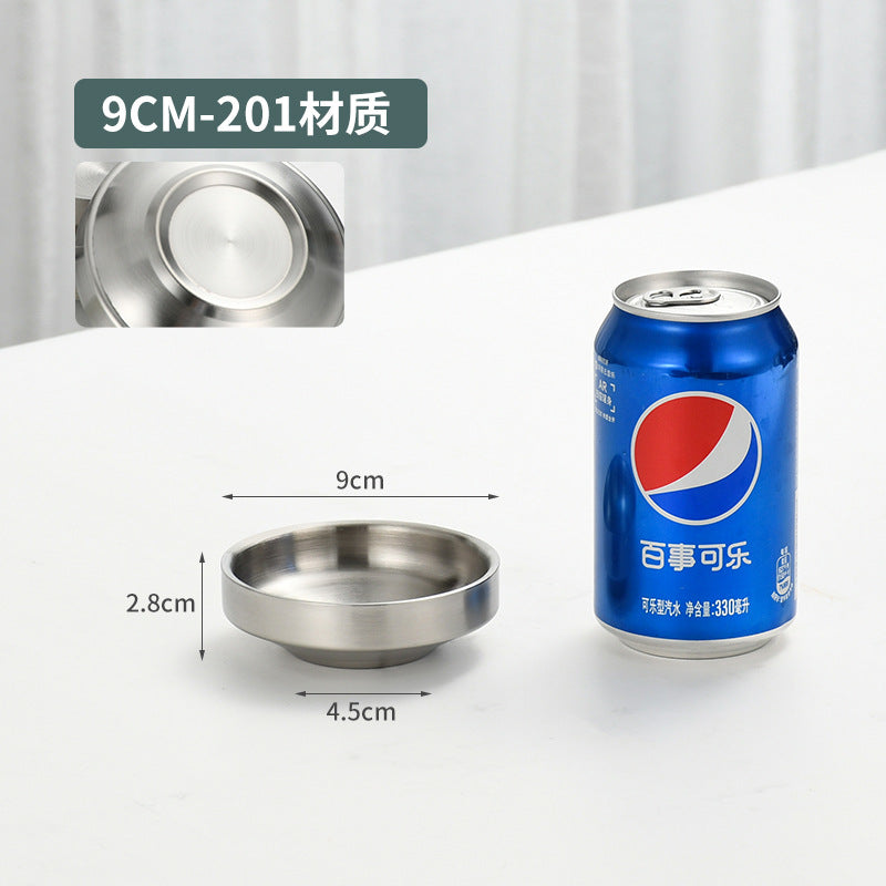 304 korean style double-layer stainless steel sauce dish, round barbecue plate, snack dish, korean bbq dipping dish for home use