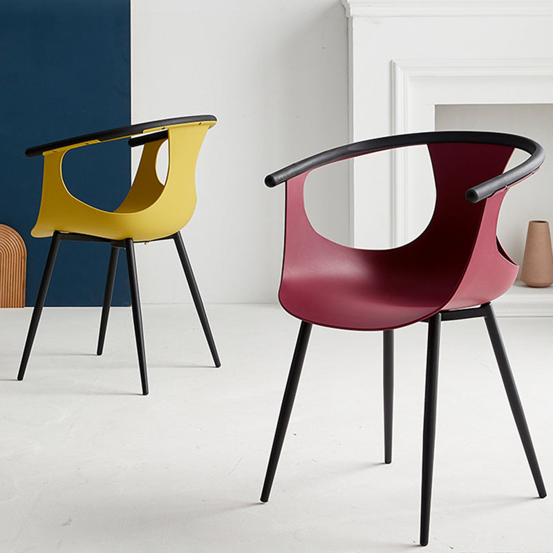Fashion four-corner creative dining chair thickened plastic back chair milk tea shop restaurant stackable casual negotiation office chair