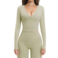 brushed tight yoga long sleeves high intensity fitness tops pilates running sports long sleeves tops4520