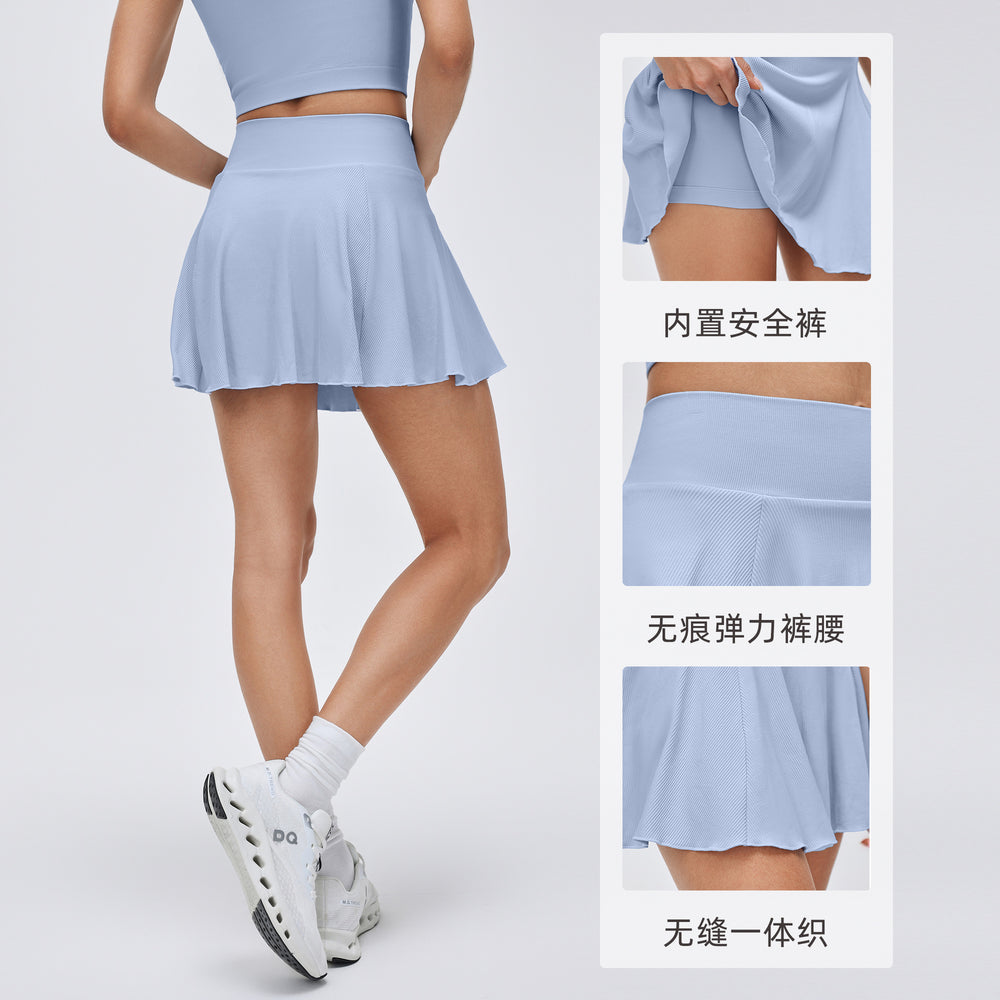 Spring/summer two-piece tennis skirt - quick-dry, breathable, fitness pleated skirt - solid color, versatile sports mini skirt for women - d26079