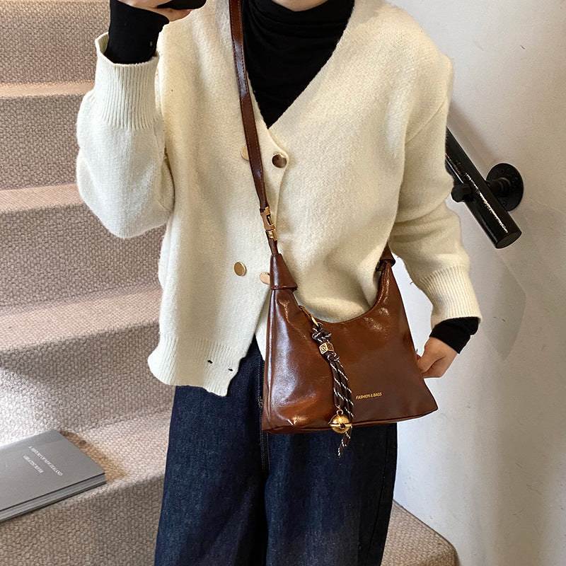 Retro hand bag women's 2025 new autumn fashion soft leather dumpling bag high-grade texture shoulder messenger bag