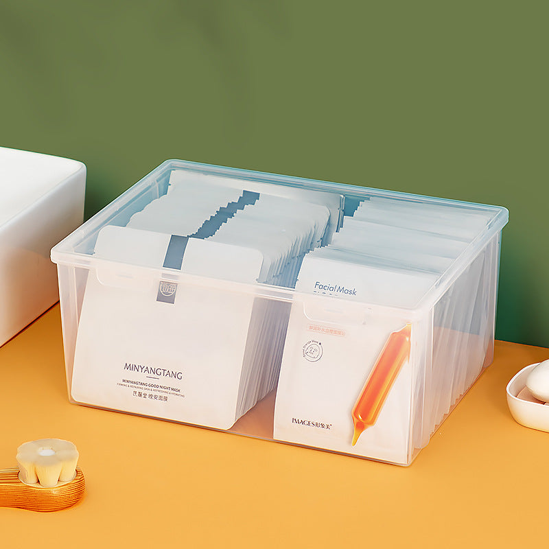Japanese desktop storage box transparent skin care products cotton pad mask storage box dust-proof cosmetic storage box