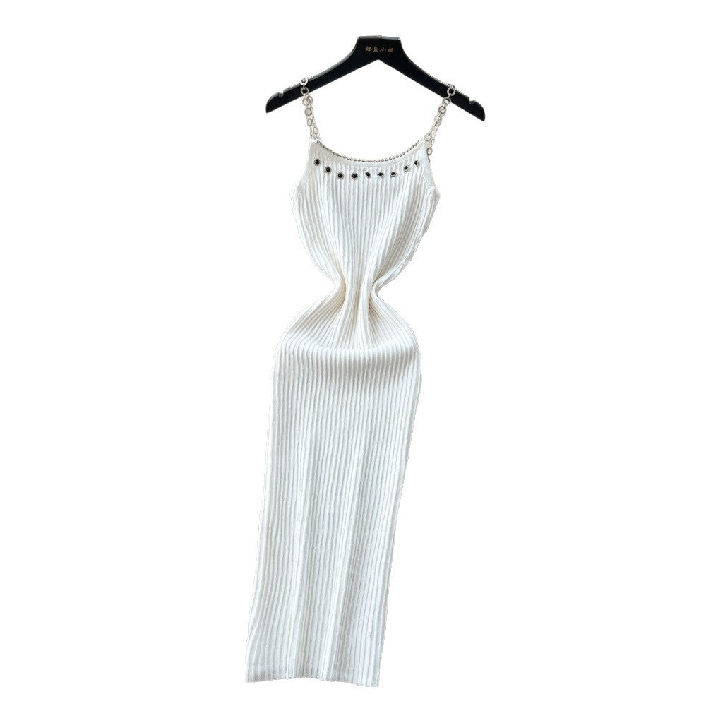 K-style chain suspender knittingdress women's autumnew arrival summer silmslimming lookelegantclassy sense waist skirt