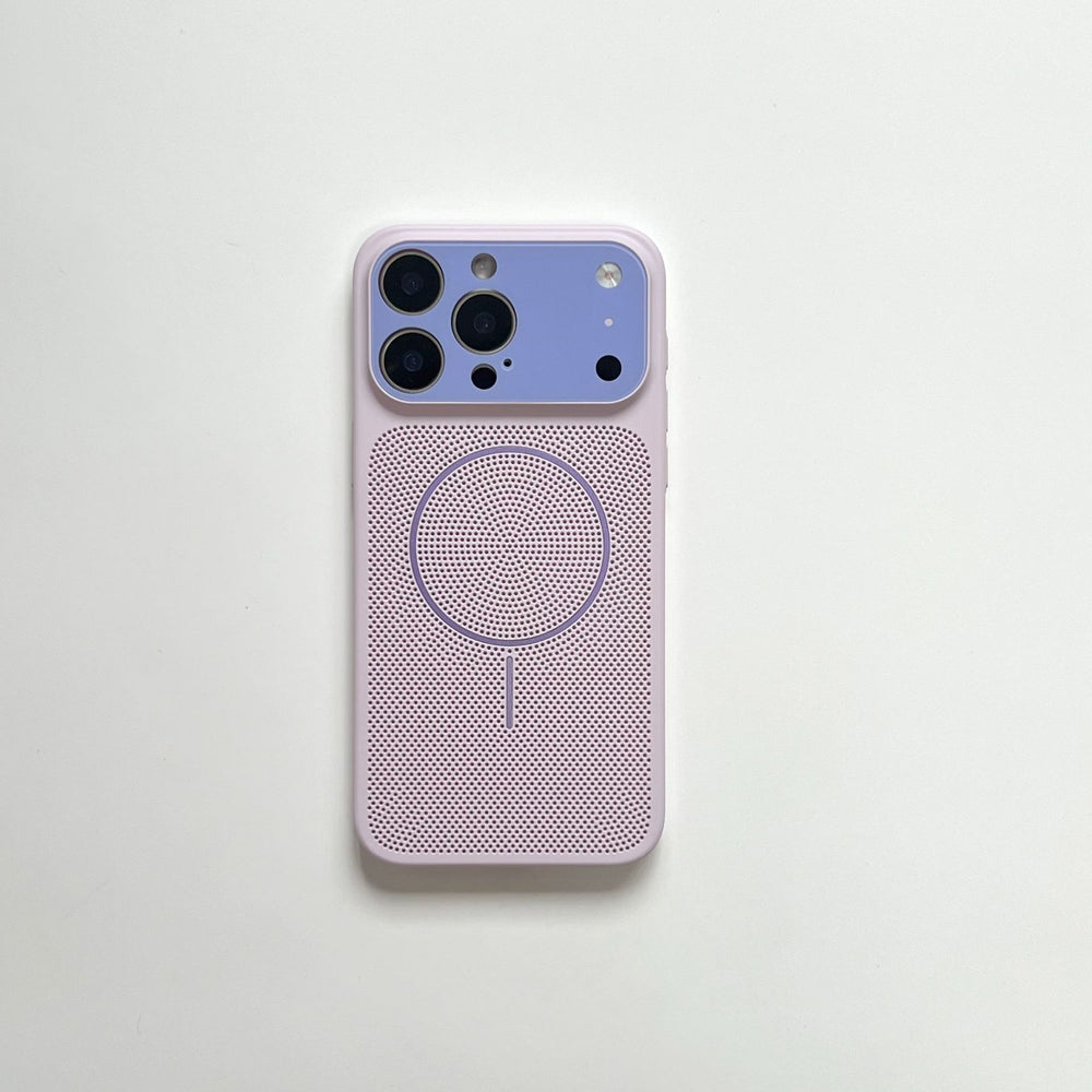 Suitable for iphone16 macaron contrasting color mesh cooling mobile phone case apple 17 thin and light large window protective case 15