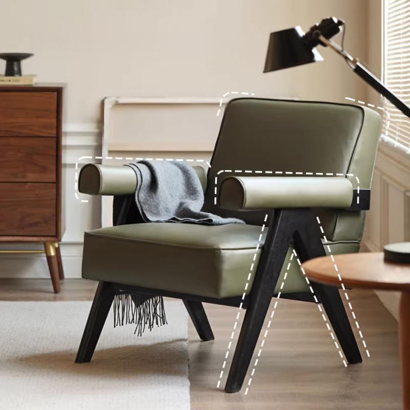 Solid wood ash fabric single sofa casual armchair balcony accessible luxury creative lounge chair tofu block sofa