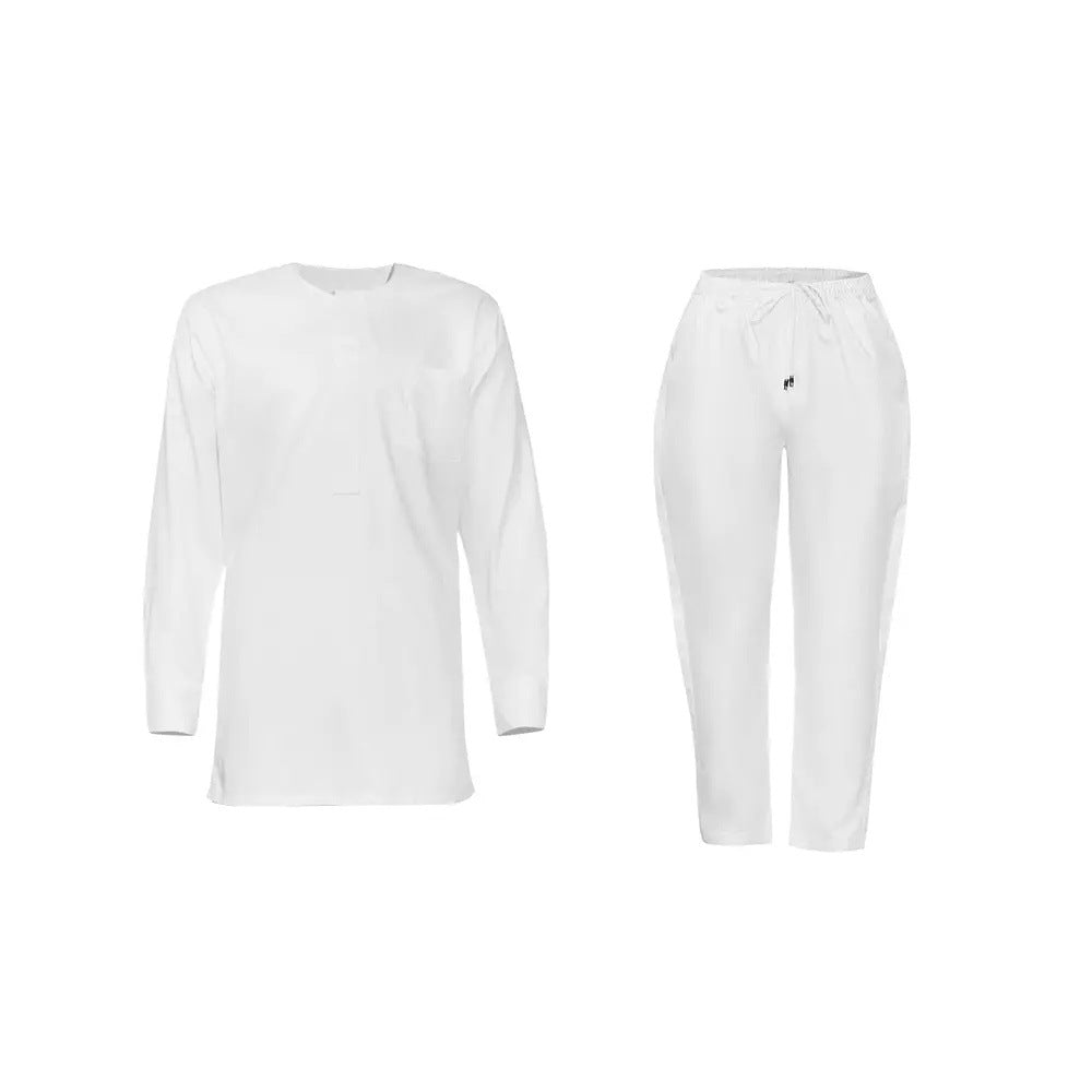 African  t-shirt long sleeves + pants 3-piece set independent station matte cloth men's fashionembroideroutwear vest