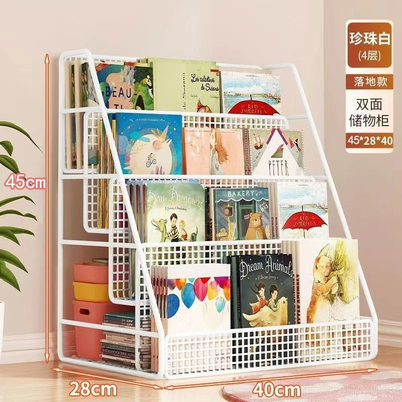 Mobile bookshelf kids picture book storage under-desk organizer floor-standing universal wheel home simple student bookcase