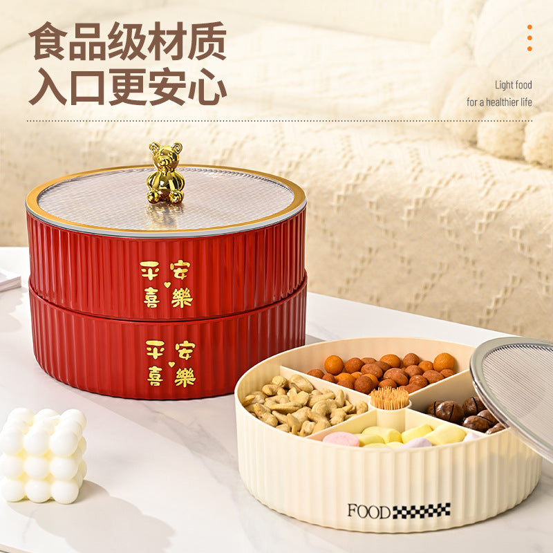 Dried fruit plate, living room, creative household compartment with lid, candy box, fruit plate, melon seed snack, fruit plate, snack nut box.