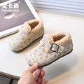 Vancahao  winter new children's fleece-lined thickened cotton shoes, baby soft sole birkenstock-style shoes, korean style first walker shoes