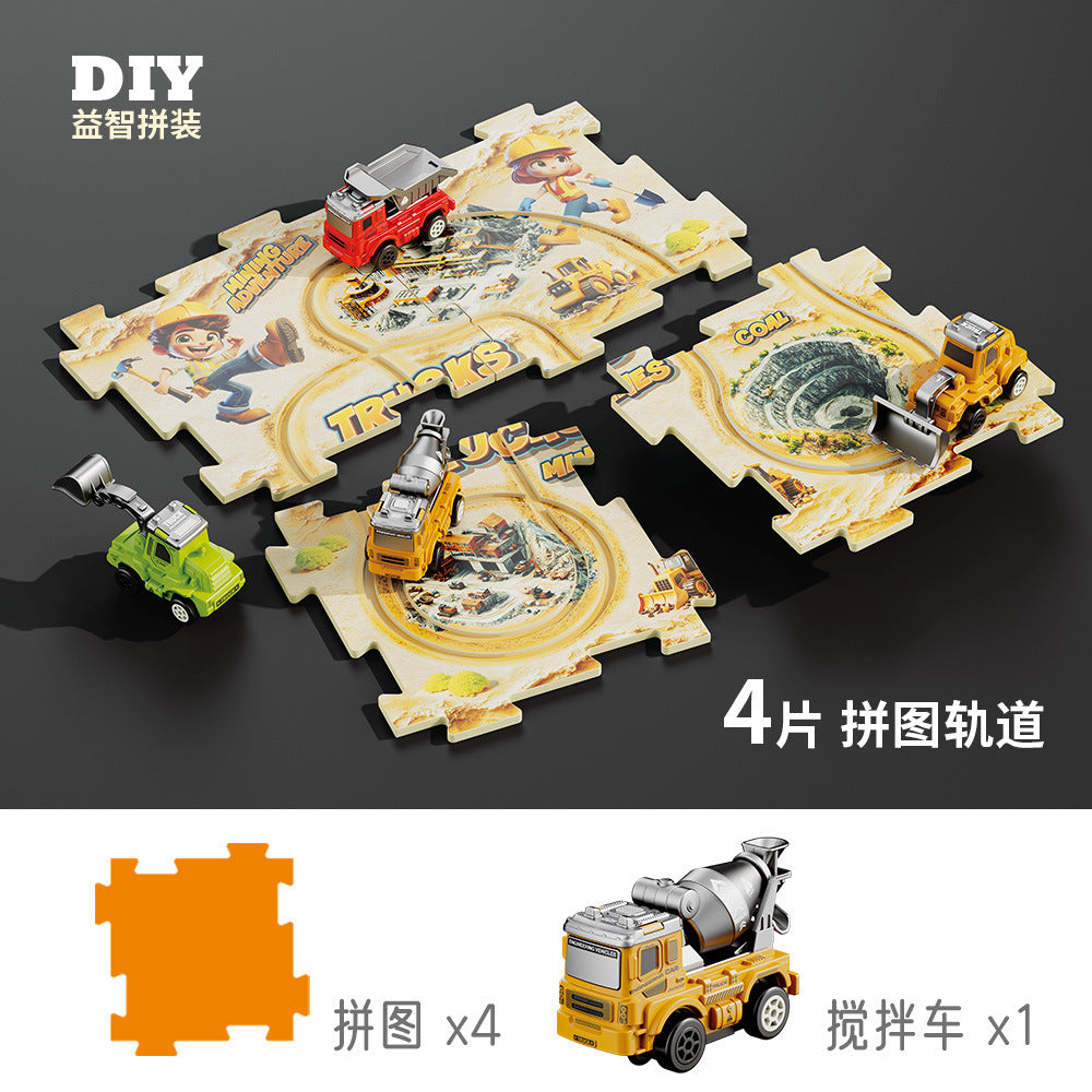 children's diy multifunctional electric vehicle educational toy for boys ages 3-6, construction vehicle model puzzle track car