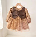 Girls' long-sleeve dress - spring/autumn  new collection - princess style long-sleeve tulle dress with vest overlay (two-piece look)