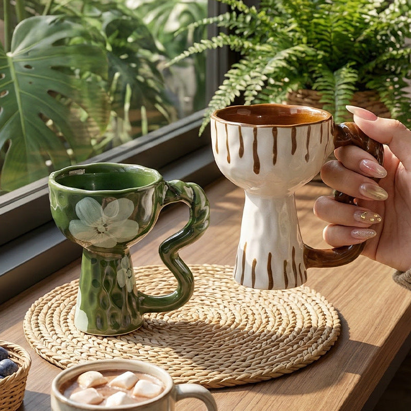 Vintage style mug irregular water cup niche mug hand-painted ceramic coffee cup creative gift handheld cup
