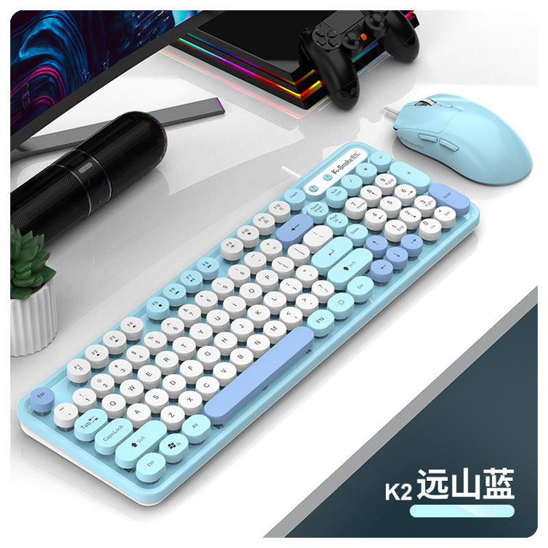 Viper k2 wired usb keyboard and mouse combo - retro punk style for women's desktop, laptop, and office use