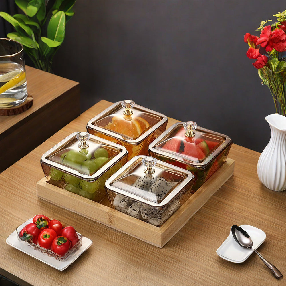 Fruit platter bar ktv snack platter acrylic snack plate melon seed plate divided grids dried fruit plate suit restaurant commercial