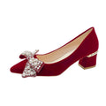 Chinese xiuhe wedding shoes for women 2024 new arrival wedding dress shoes thick heel non-tiring red engagement shoes bridal shoes