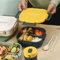 divided student lunch box with rice for office workers, portable microwave heating japanese lunch box, fat-reducing fitness meal