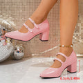 Export plus sizeretro mary jane women's shoes 2026 summer new arrivalfrench red size difference 0.67 women's thick heel high heels