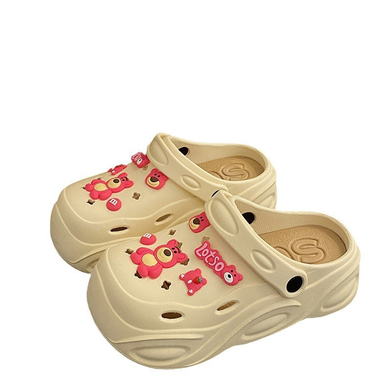 Evathick sole crocs women's summer outwearnon-slip2024new arrival stomping on shit beach baotou half cool slippers