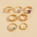 Wholesale alloy rings: cross-border, niche design, high-end jewelry for women - star layering, statement open ring set