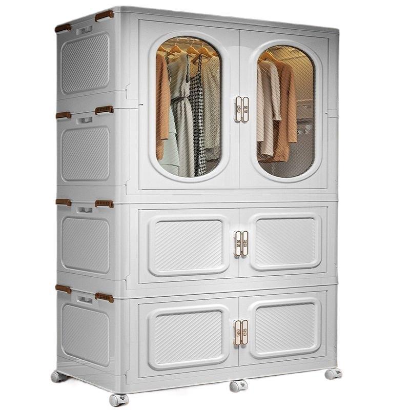 Foldable storage cabinet - no assembly required, extra thick, large capacity wardrobe, perfect for rentals, open-door design, ideal for baby snacks and miscellaneous items