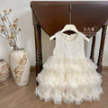 summer new girls' fashion floral embroidered sleeveless puffy soft tulle skirt chic and stylish dress princess dress