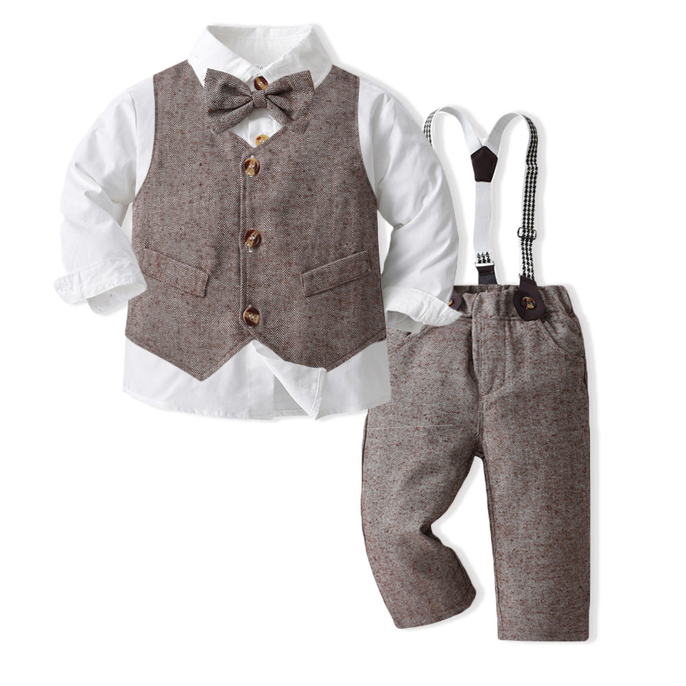 Kids suit suit handsome boy flower boy vest dress baby boy first birthday birthday medium large child suit spring clothing