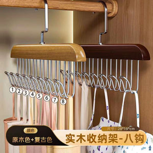Solid wood clothes hanger intimates vest wooden storage rack tie hanging multi-function hook clothing store clothes drying rack wholesale