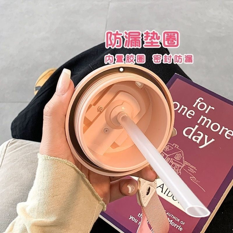 New arrival high-looking lily of the valley coffee cup stainless steel liner thermos cup double drink portable straw water cup goddess cup