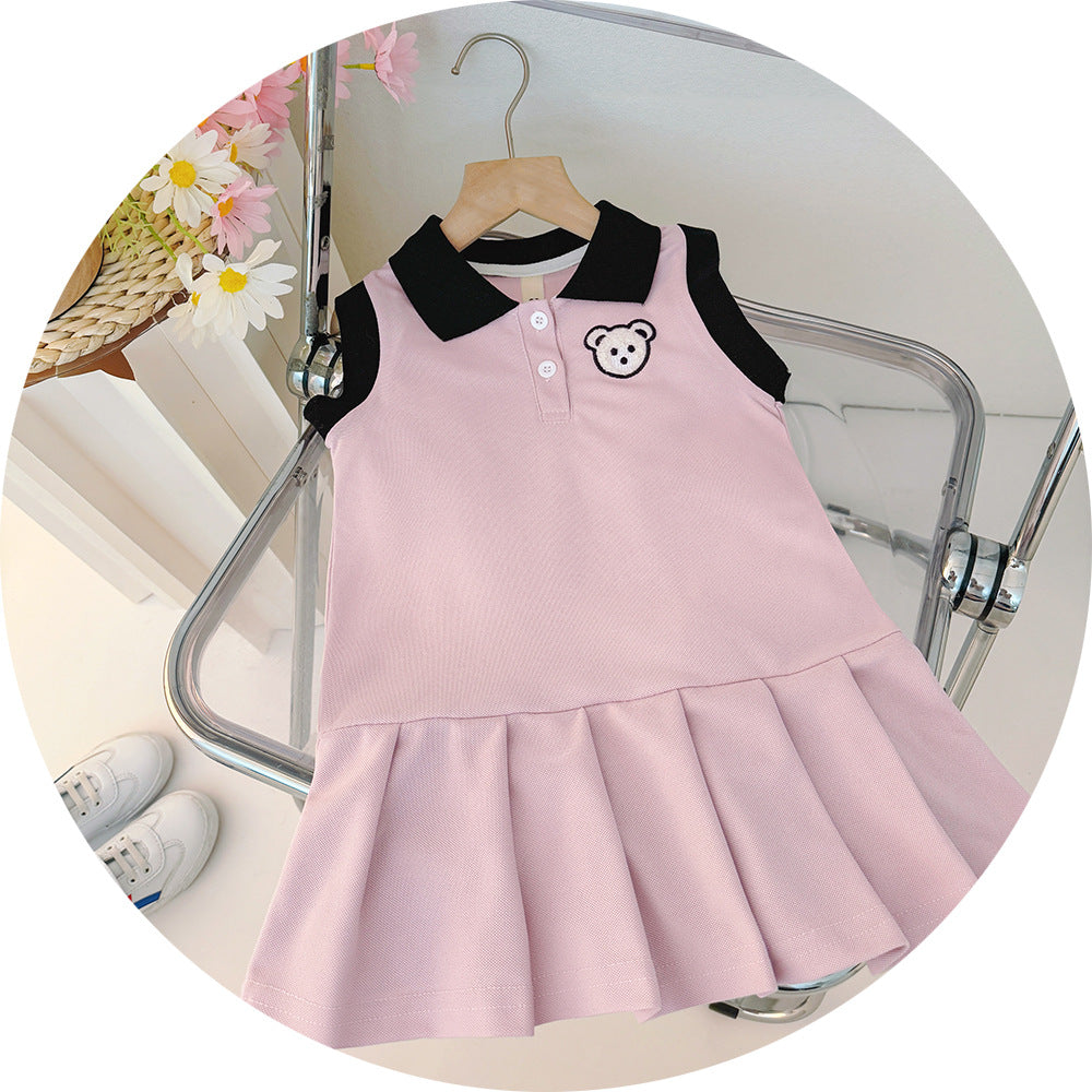 Girls' dress  new korean style children's polo dress casual chic fashionable sweet girl's skirt