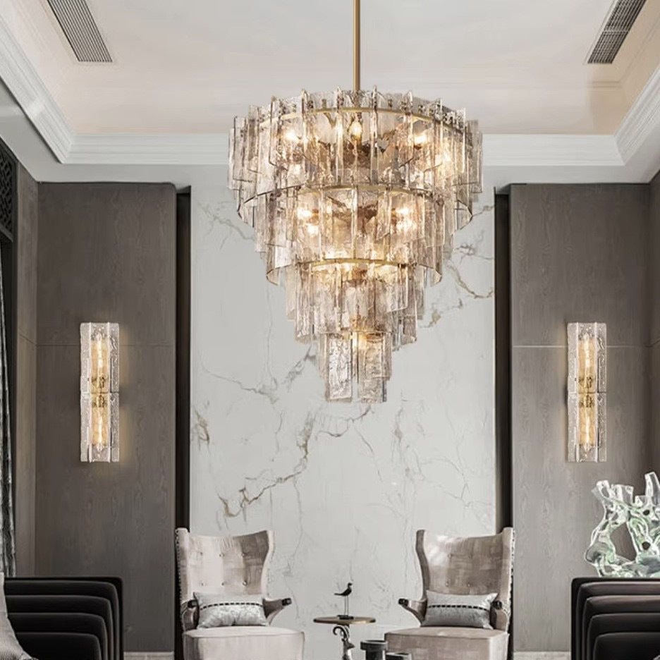 Villa living room chandelier light luxury main lighting high-end post-modern American luxury French empty duplex floor chandelier