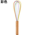 Factory in stock stainless steel handheld manual wooden handle egg whisk mixer 10inch silicone wire beech wood handle