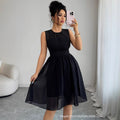 summer new arrival: european and american style black sleeveless chiffon dress - women's slimming, figure-flattering design