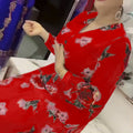 women's plus size cross-border e-commerce new v-neck long sleeve maxi chiffon african print dress with belt